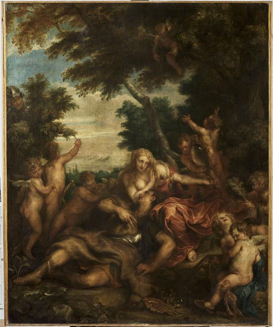 Anthony van Dyck, Rinaldo and Armida (Les Amours de Renaud et Armide), 1629–1632; Louvre commentary proposes late1631–spring1632. Musée du Louvre, Paris.